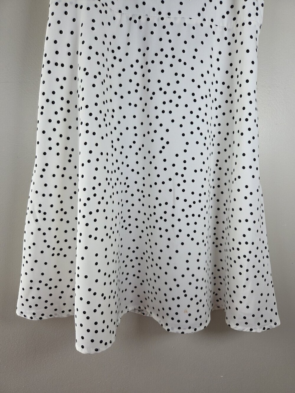 Lulus Polka Dot Lace Up Back Mini Summer Dress White Black Chic Boho Size Large - Picture 6 of 14